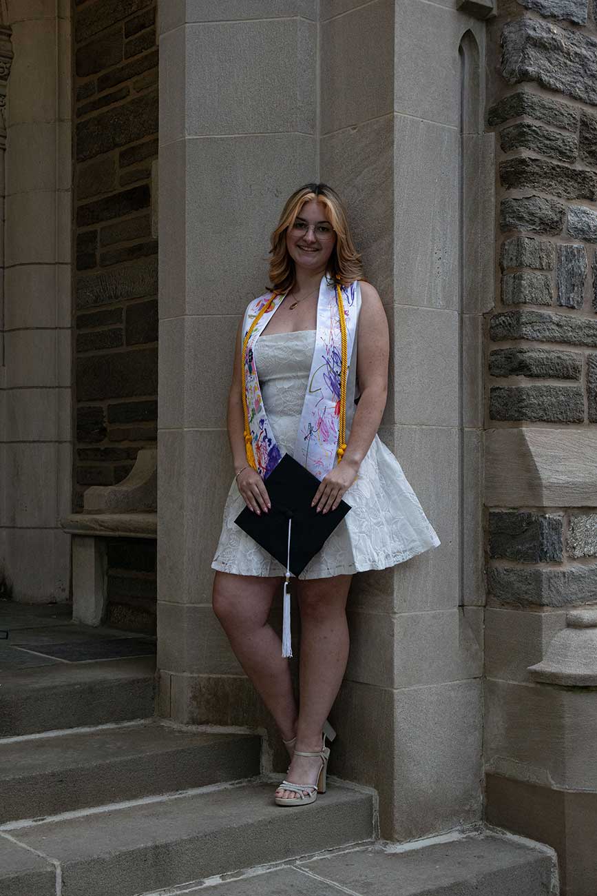 Rose wearing her Temple University graduation regalia